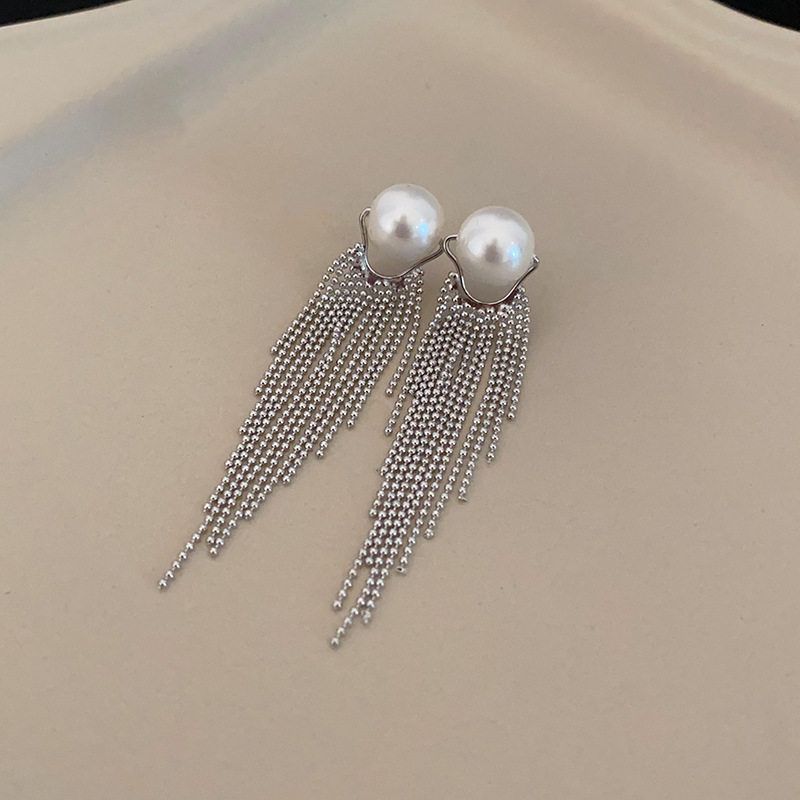 Pearl Tassel Ear Clip Non-Pierced Niche Design Eardrops New Arrival Best Selling Fancy Fashion Unique Earrings for Women