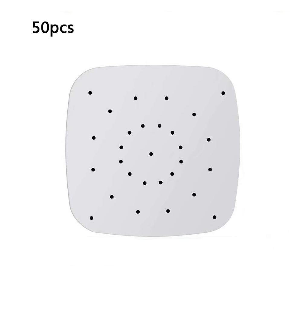 7/8/9 Inch Parchment Paper 50Pcs Square Perforated for Air Fryer Steamer Oven Frying Chicken Double-sided Air Fryer Accessories
