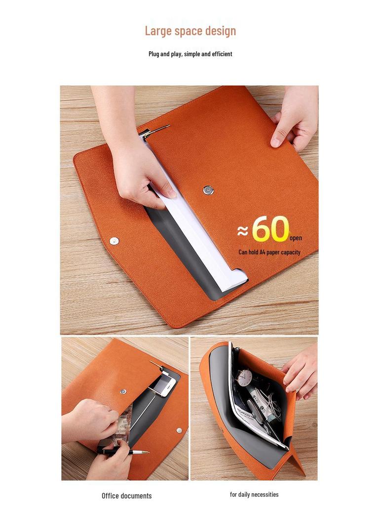 A4 Waterproof File Folder with Magnetic Buckle - Large Capacity Business Office Bag, Logo Customizable