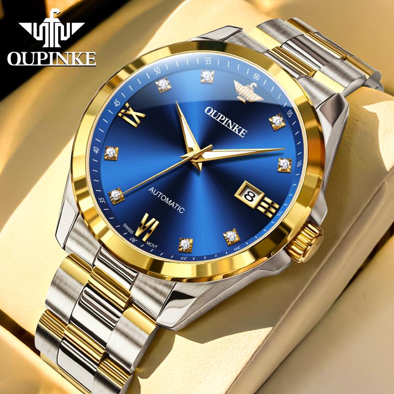 OUPINKE 3199 Real Diamond Men's Watches Swiss Certificated Automatic Mechanical Man Watch High-end Luxury Brand Original Watches
