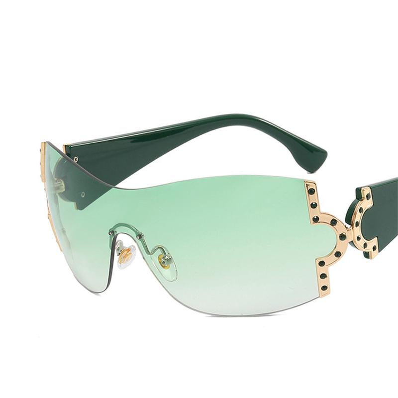Occhiali da Sole Punk Lusso Y2k Donna Lente Unica Occhiali Marca Designer Unisex Lenti Sfumate Occhiali Strass Occhiali