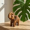 Housewarming Gift for Friends Elephant Figurine Ornament, Resin Wood Grain Statue, Auspicious Compact Shelf Statue Animal Sculpture Home Office Living