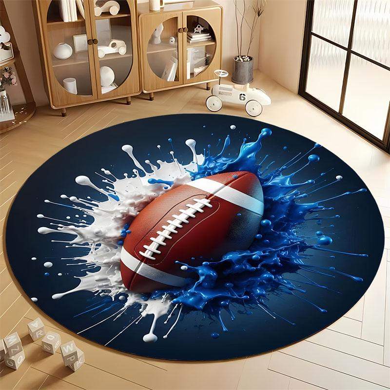 shipping naxt day! Dynamic Splash Football Rug for Sports Enthusiasts round carpet for home sofa bedroom, gift
