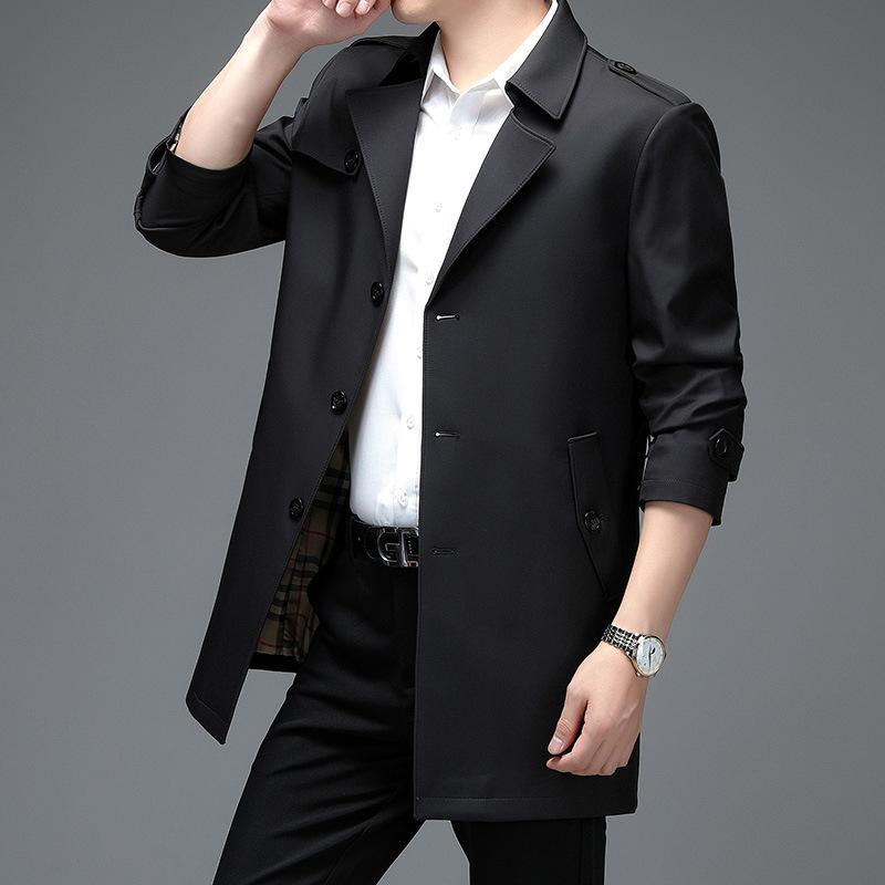 Herren mittellange Windjacke Frühling und Herbst mittleren Alters Business Casual Reversmantel Kader Beamtenjacke