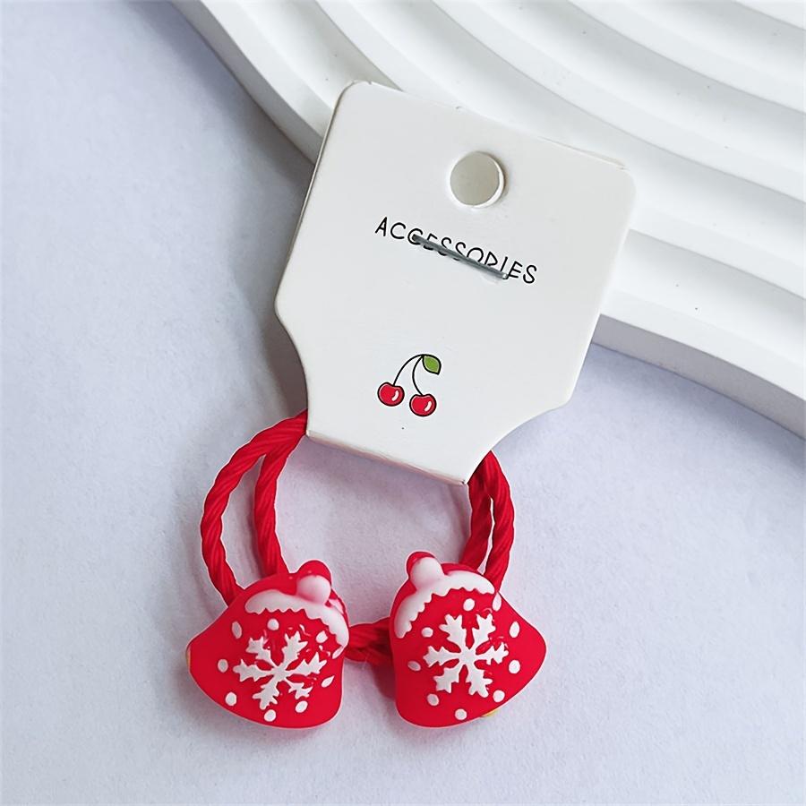 Christmas 10pcs Cute Cartoon Hair Ties, Featuring Christmas Tree and Reindeer Santa Claus Decorations, Holiday DIY Decorations