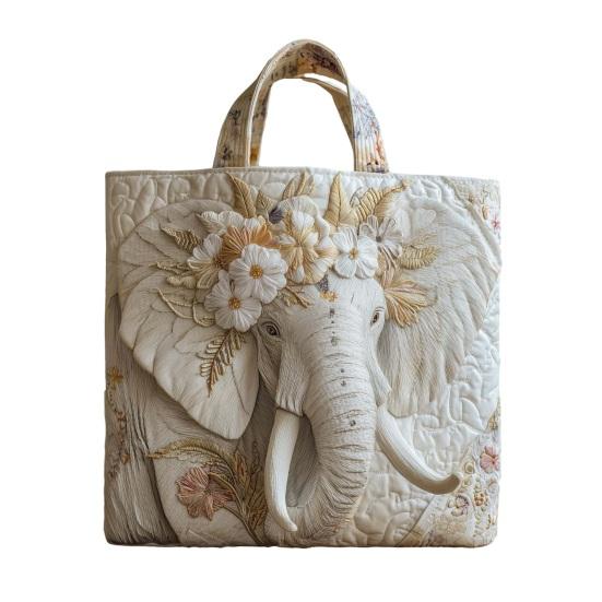 Quilted Tote Bag Women Vintage Shoulder Bag Flowers Animals Handbag Floral Purse for Commuting Party Daily Errands