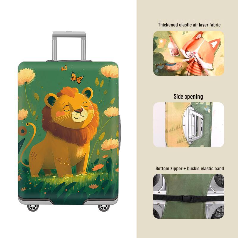 Elastic Zippered Travel Suitcase Protective Cover - Durable, Printed, and Wear-Resistant