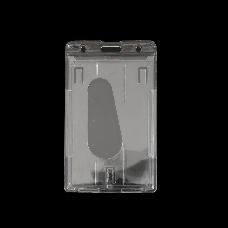 Transparent ID Tag Badge Holder with Badge Reel Card Sleeve Protective Case Stretch Double Cards Slots with Keychain