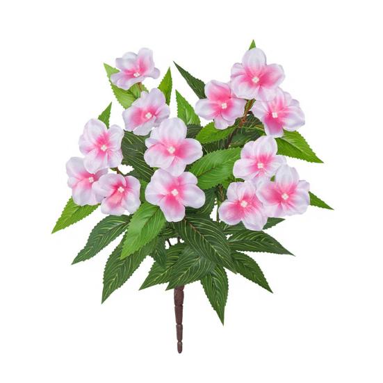 

Букет из 5 искусственных цветов бальзамина для улицы, устойчивых к УФ-излучению, из искусственного шелка, для украшения крыльца, сада, оконного ящика или цветочного горшка. розовый