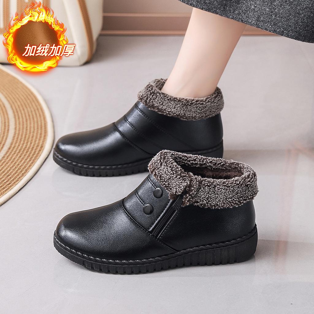 Casual Shoes Cotton Shoes Women's Winter Velvet Warm Snow Boots Cloth Shoes Cotton Medium Non-slip Flat Boots