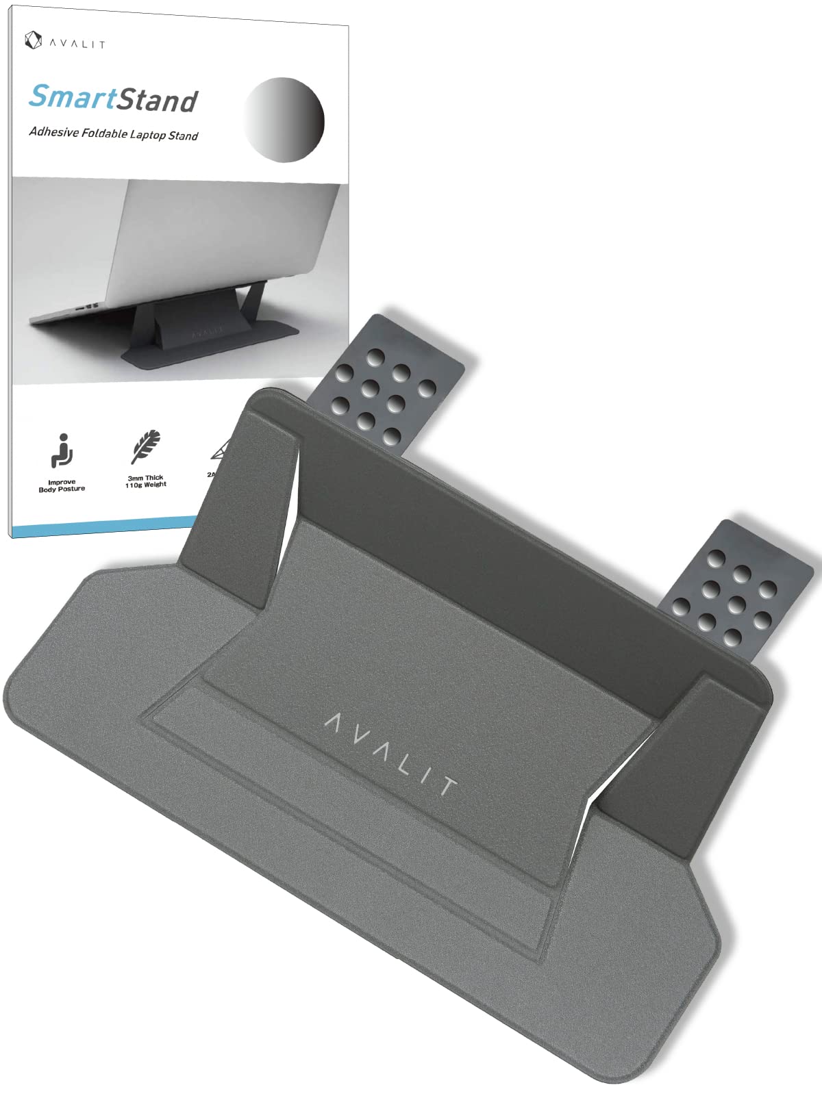 

AVALIT Подставка для ноутбука Новая модель с отводом тепла и выхлопом Складная подставка для ноутбука [2022 отверстия] Наклейка (11-16 дюймов) (Космический серый)