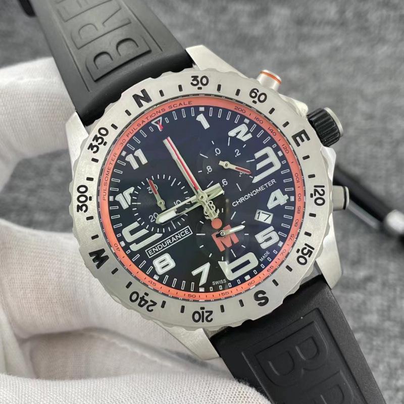 2025 Century BN Men's Quartz Chronograph Watch with Leather Strap and Euro Gear Ring Rubber Wristband