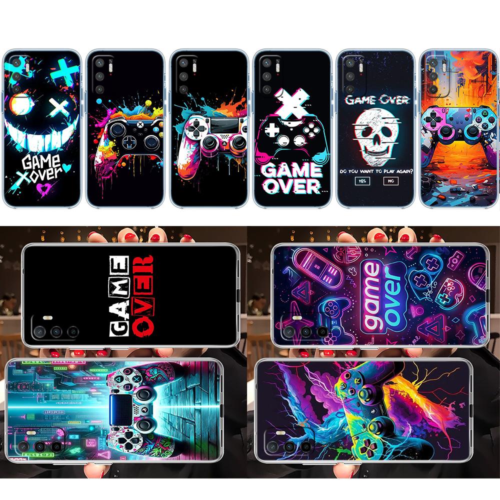 PP37 Game Over Soft Shell Transparent Phone Case for Motorola Moto G7 G8 G9 G84 G85 G73 G24 G15 Z2 Play Power Plus