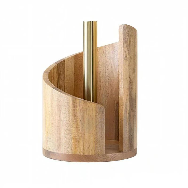 Solid Wood Kitchen Paper Towel Holder – Countertop Napkin Roll Rack for Home, Office and Kitchen Decorative Tissue Stand