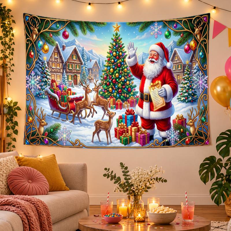 Weihnachtsthema Wandteppich, Xmas Wandbehang, Feiertags-Heim Schlafzimmer Dekoration