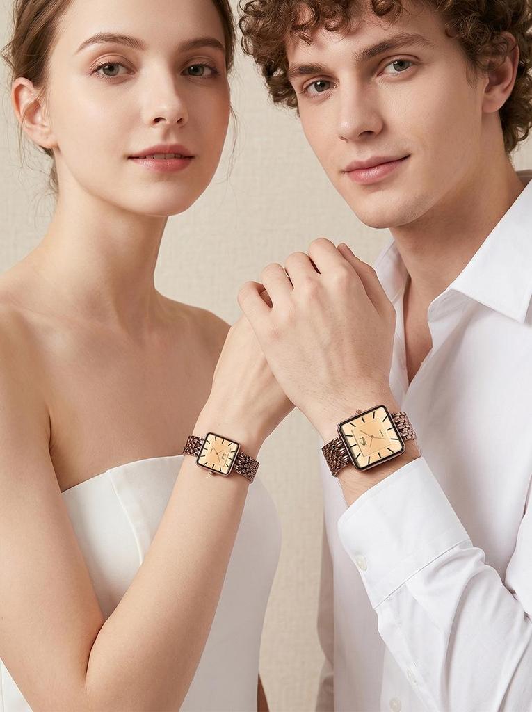 Gedi Retro Women's Square Dial Quartz Watch with Steel Band - Versatile Waterproof Wristwatch for Daily Commute and Work.