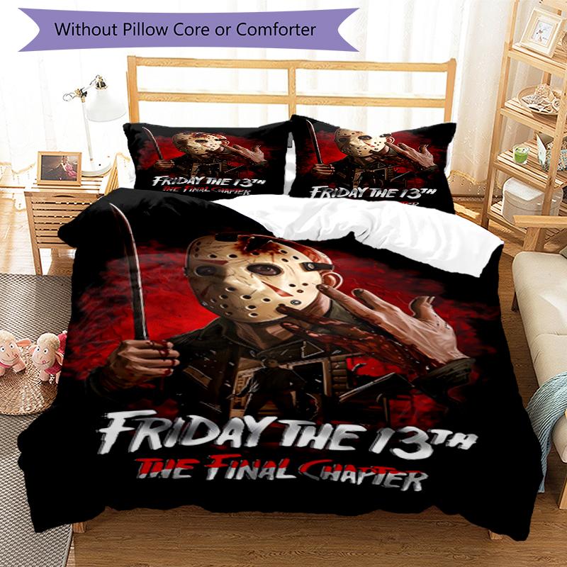 3pcs Friday the 13th Bedding Set Duvet Cover Closure Includes 1 Duvet Cover & 2 Pillowcases, Soft and Comfortable for All Seasons.