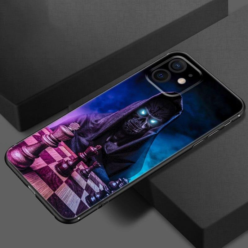 Satanic Scary Skull Phone Case For Apple iPhone 13 12 Mini 11 Pro XS Max X XR 8 7 6S 6 Plus SE 2020 5S 5 Soft TPU Black Cover