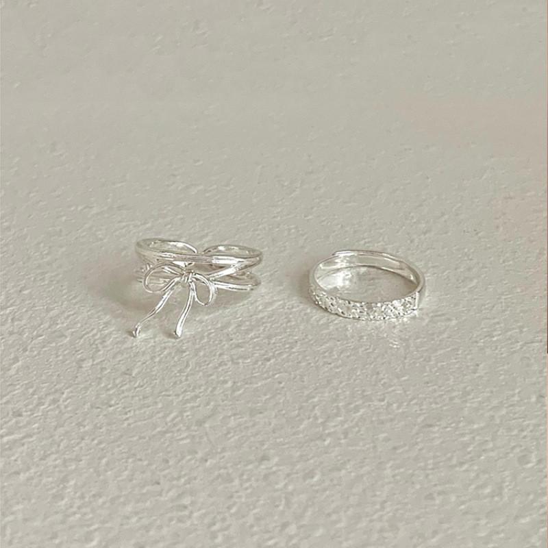 Chic Geometric Bowknot Ring For Women Fashionable Adjustable Copper Jewelry