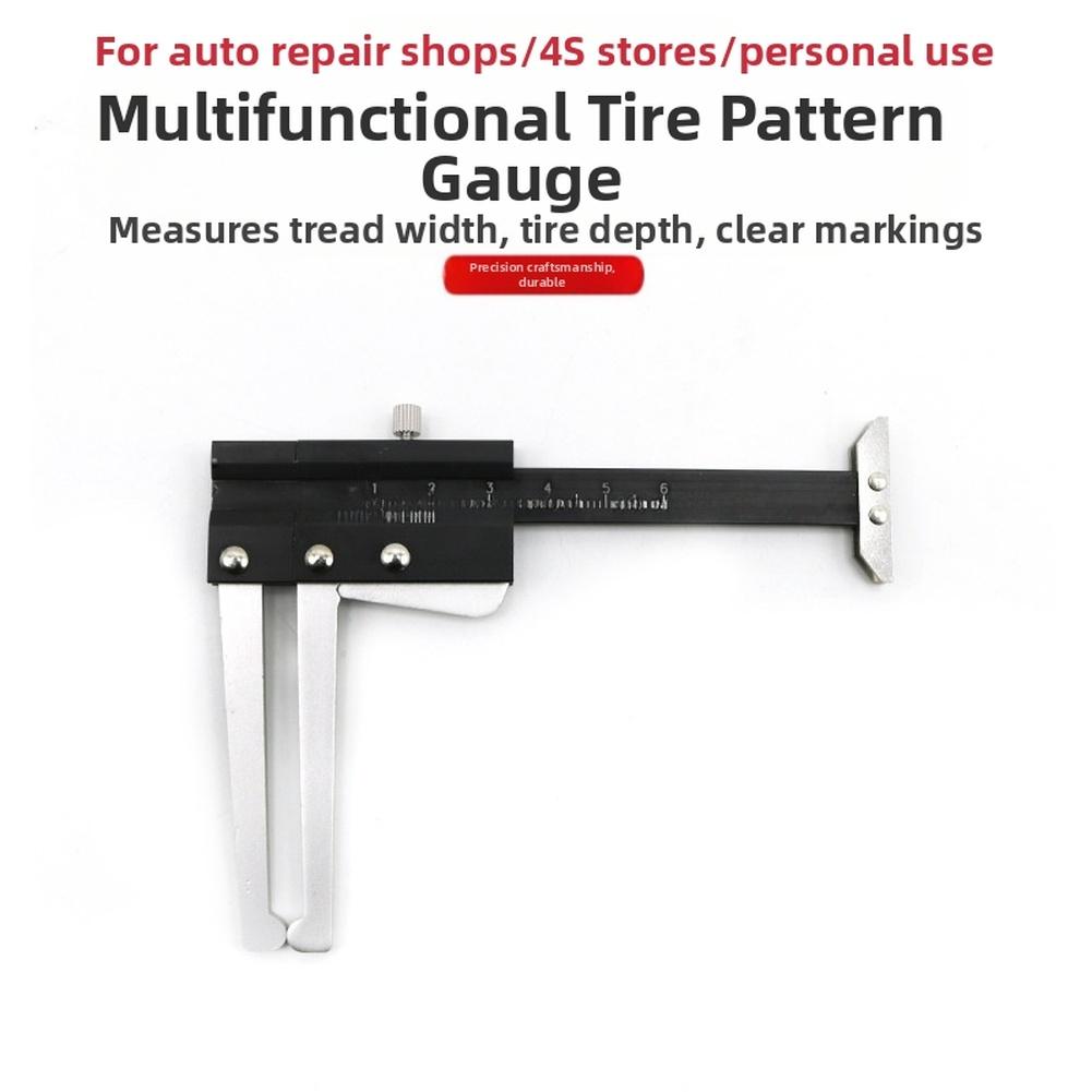 Multi-Function Measuring Tool Silver Black Brake Disc Thickness Tool Engraved Scale Markings Automotive Testing