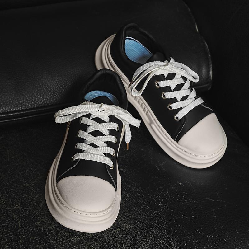 Fashion Split Leather Mens Walking Shoes Comfortable Casual Shoes Lace Up Male Running Sneakers New Vulcanize Shoes Skateboard Footwear