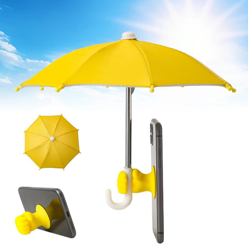 Mini Umbrella Suction Cup Phone Holder Portable Creative Sunshade Toy Umbrella Holder Waterproof Handlebar Phone Holder