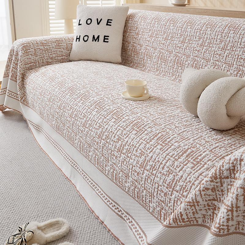 Summer Ice Silk Sofa Towel Dust-proof Dirt Resistant Minimalist European Style Integrated Sofa Cushion Armrest Backrest Cover