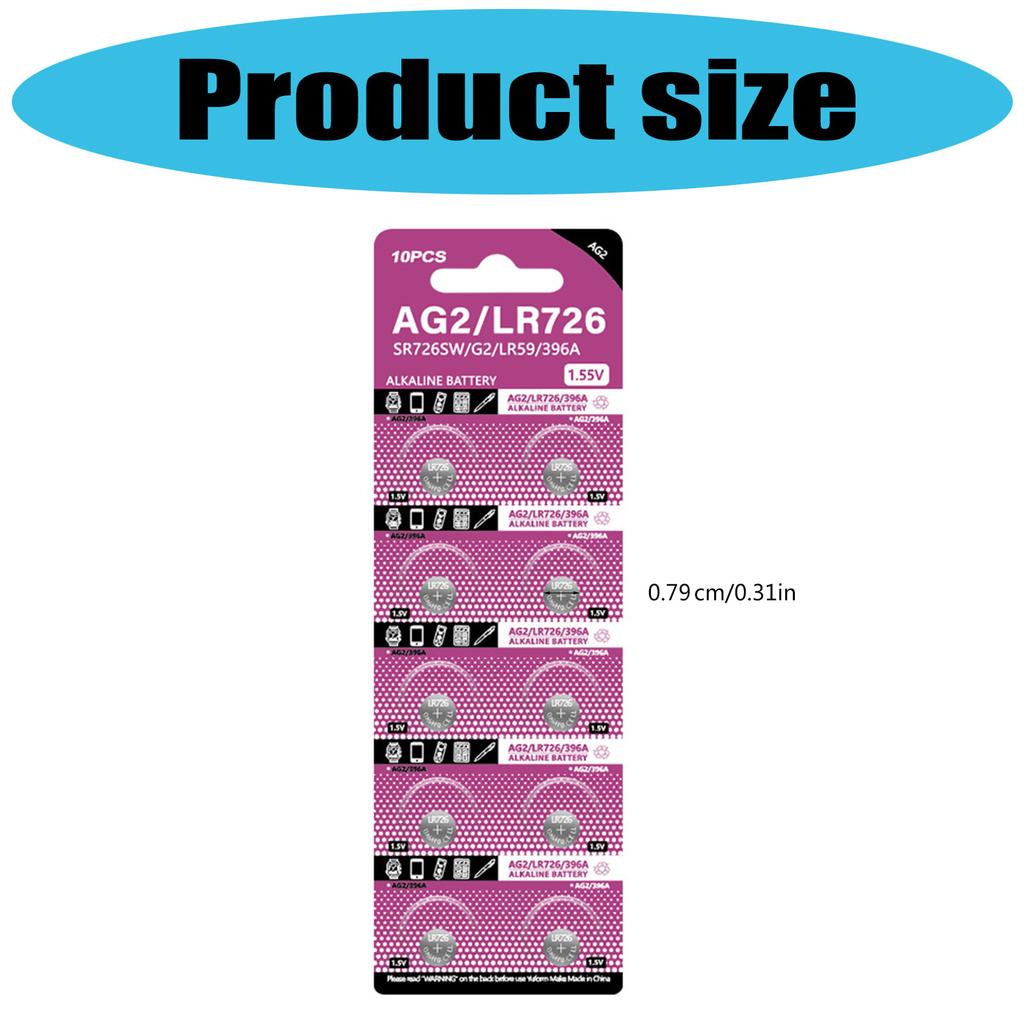 Pack of 10pcs/sheet LR726 Alkaline Button Batteries 1.5V Coin Cell Battery for Watches Calculators and Digital Cameras