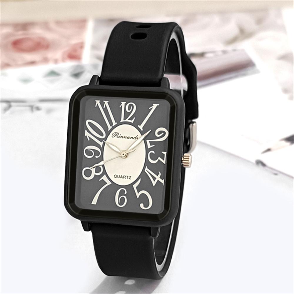 Minimalist Ladies Sports Brand Watches Fashion Square Figures Women Quartz Watch Grey silicone tape Matching Dress Wristwatches