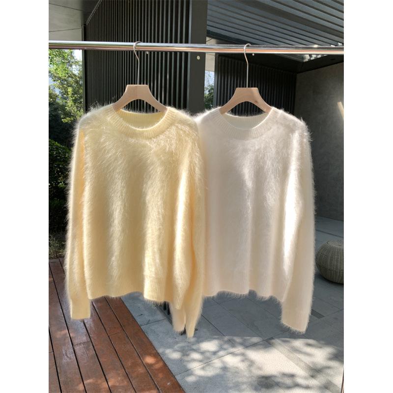 Women's Thick Mink-Like Plush Sweater - Cozy Autumn/Winter Knitted Pullover