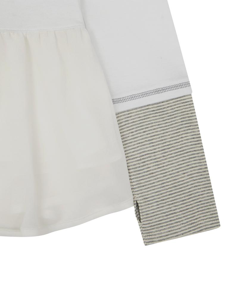 TUOMIO Layered Tail Ribbon Top [White]
