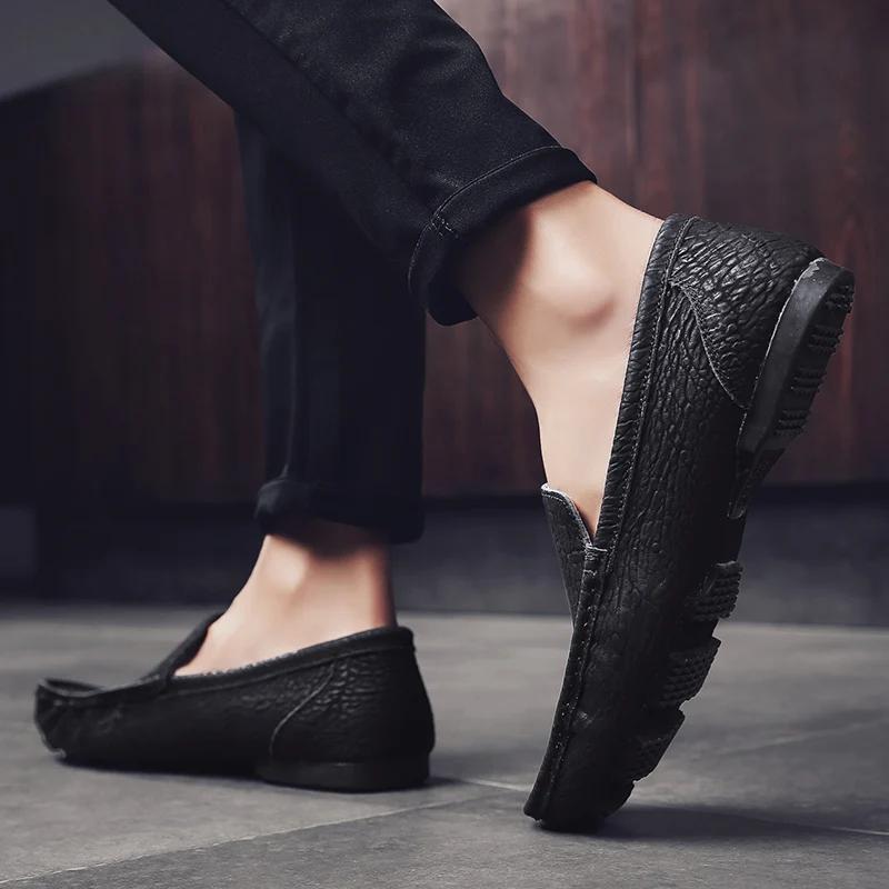 Мода Ручная работа Модная мужская обувь пошив Повседневная натуральная кожа Плоские — фото 6