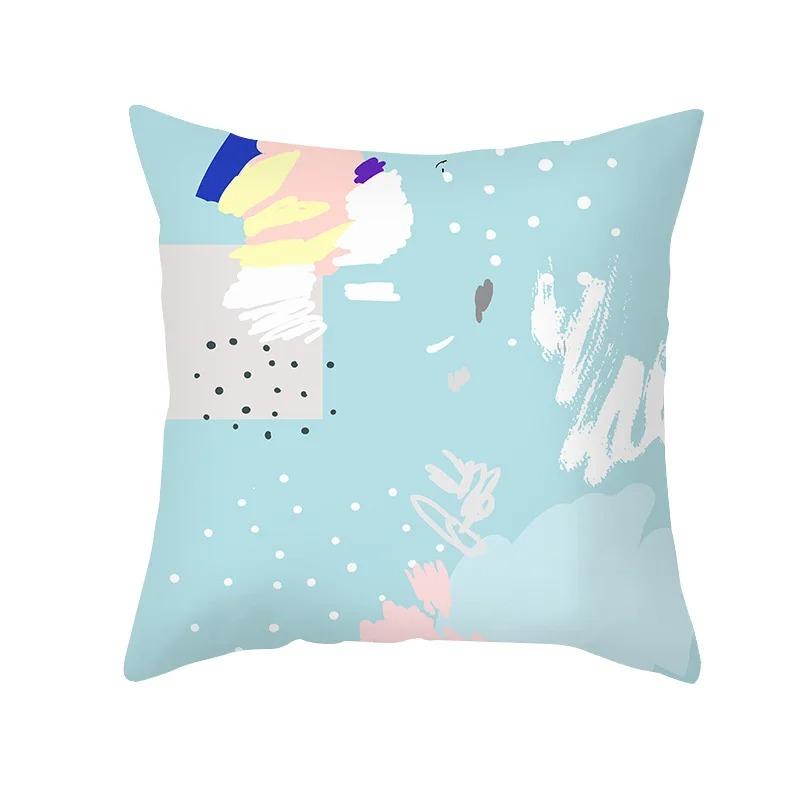 Pink Blue Abstract Decorative Pillowcase Office Living Room Car Ornaments Home Pillowcase
