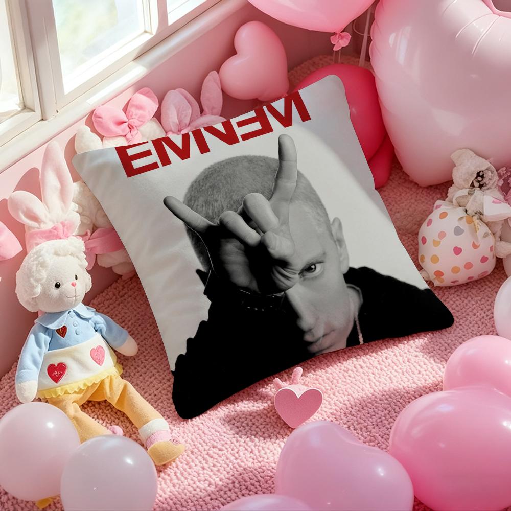 EEminem Mile Hip Hop Rapper Pillow Case Soft Plush Fabric DoubleSided Printed Cushion Cover Warm Winter Sofa Pillow Case