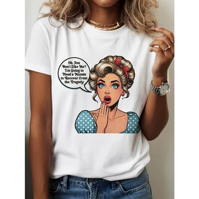 Taglie Europee T-shirt Grafica Divertente da Donna "No, SEI TU QUELLO/A" Frase Bianca Top Casual Quotidiano Traspirante Camicia per Tutte le Stagioni Abbigliamento Casual Amichevole