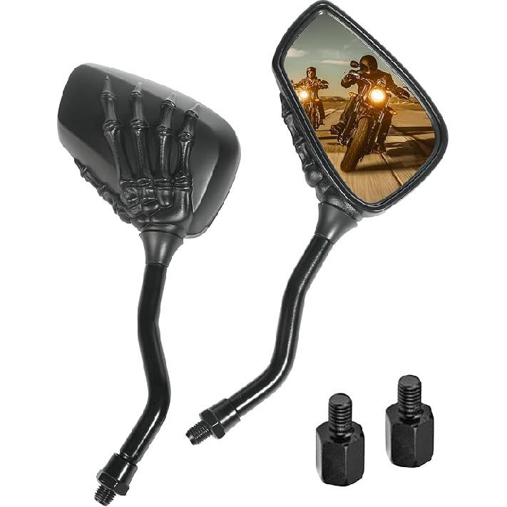 Pairs Of Motorcycle Mirrors, Universal 8Mm 10Mm Rear View Mirrors, Car Accessories Skull Skeleton Hand Bike Mirror, Rearview Side Mirror For