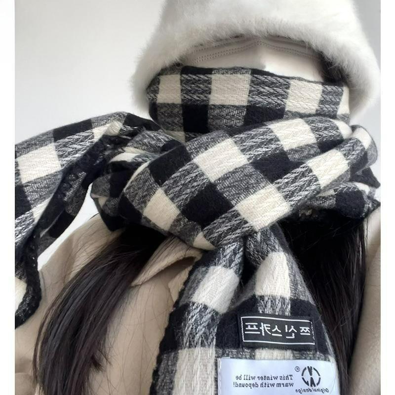 

Атмосфера Шарф Женский Зимний Японский Ретро Имитация Кашемира Клетчатая Шаль Красный Пара Теплый Нагрудник 65*200cm