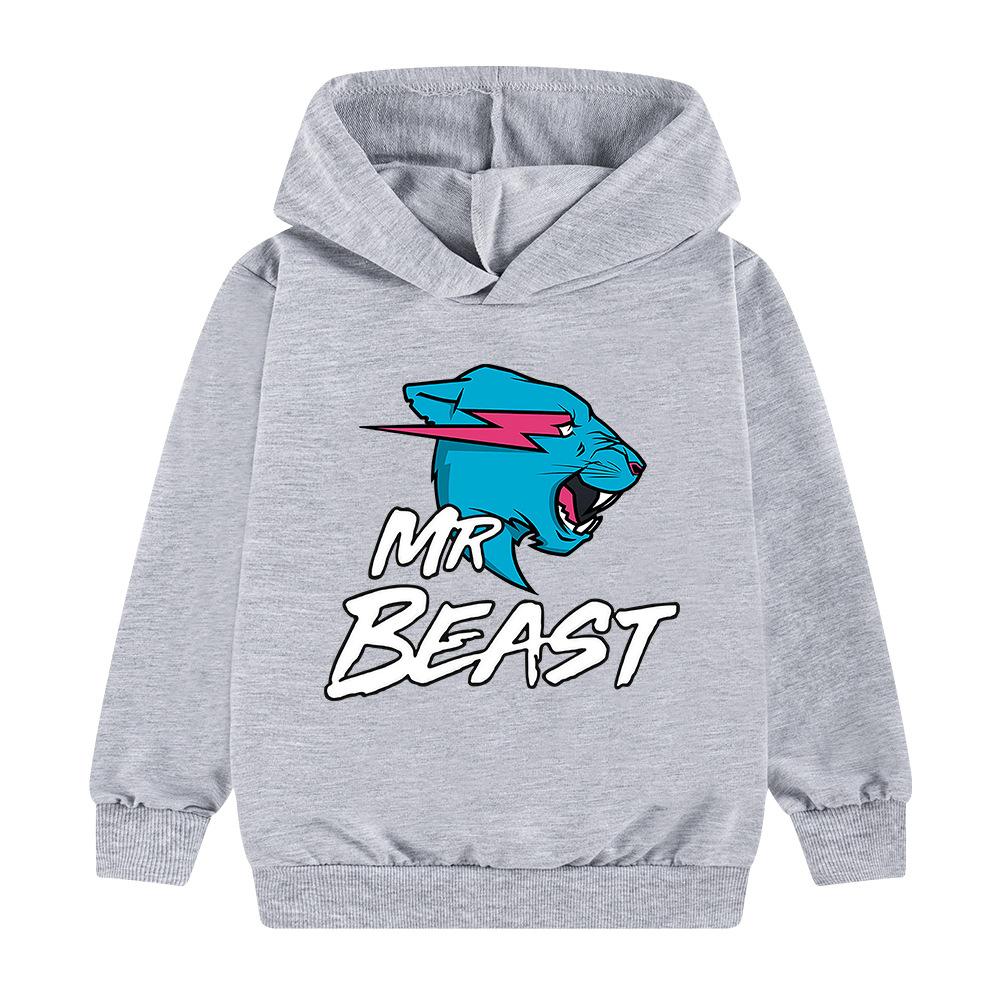 Módní a Pěkné MR BEAST Kreslený Anime Potisk Mikiny pro Kluky a Dívky Podzimní a Zimní Rodičovsko-Dětské Oblečení Mikina