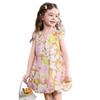 ASK JUNIOR Girls' Floral Flutter Sleeve Princess Dress