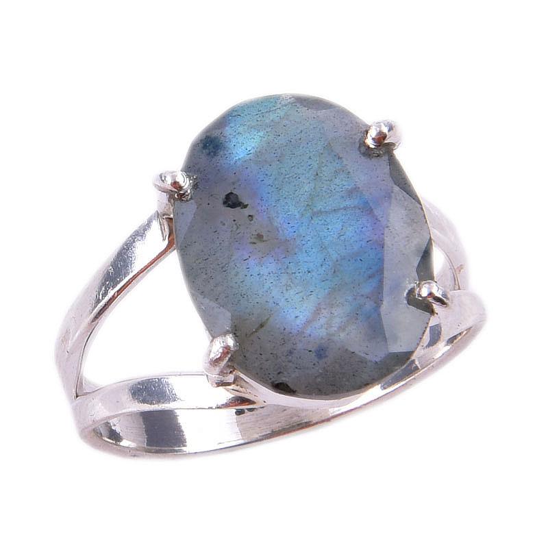 Natural Labradorite Gemstone 925 Solid Sterling Silver Jewelry Ring Size 7 L3q55