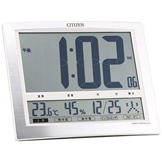Rhythm Citizen Wall Clock Desk Dual Use Radio-Controlled Temperature Humidity Meter Silver Paldigit Wide