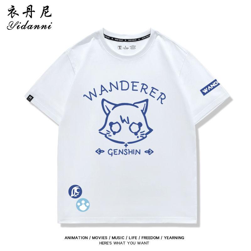 Spiel Genshin Impact Serie Wanderer Druck T-Shirt Kurzarm Sommer T-Shirt Unisex Kleidung Damenbekleidung Mode Lässige Oberteile