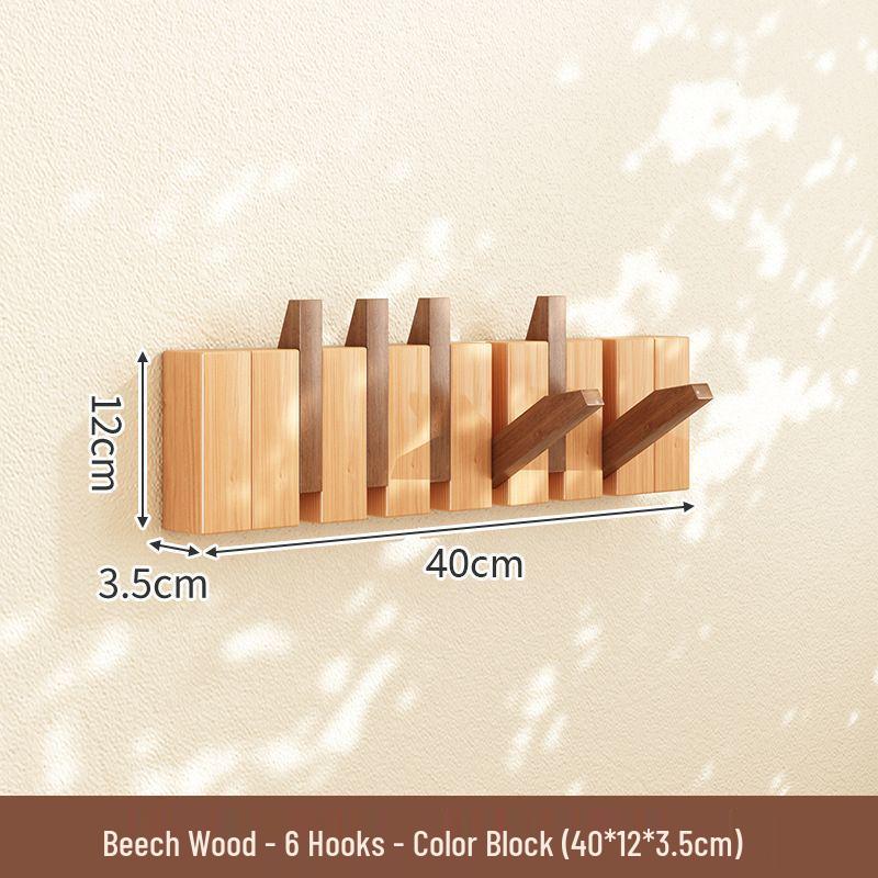 Piano Key Coat Rack - Solid Wood, No-Drill, Wall-Mounted Space-Saving Entryway Storage 6 Hooks