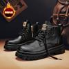Fashion Men's Biker Boots Casual Leather Tooling Shoe for Men Low Top Short Velvet Fashion Non-slip Trendy All-match Popular  Men's Boot