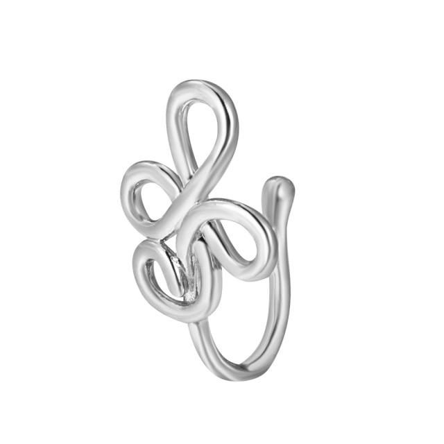 1Pc Copper Fake Piercing Nose Ring Heart Star Crown Clip On Nose Ear Clip Cuff Earring for Women Girl Gift Body Jewelry Nariz