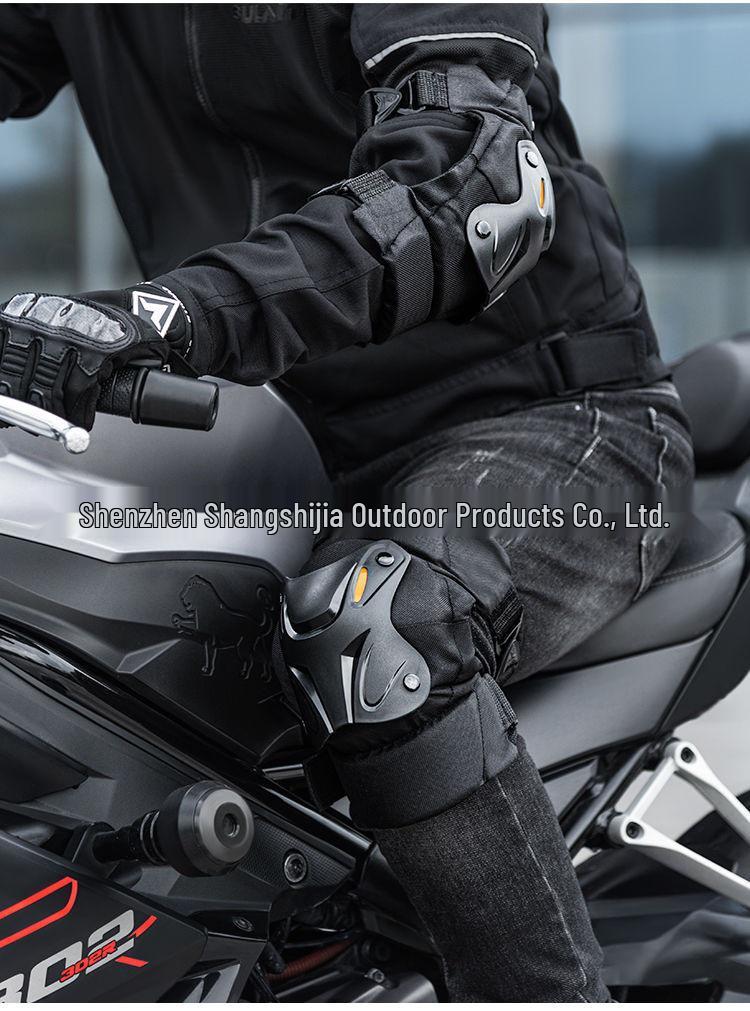 Men's Motorcycle Riding Protective Gear: Electric Hard Shell Knee & Elbow Pads for All-Season Outdoor Use.
