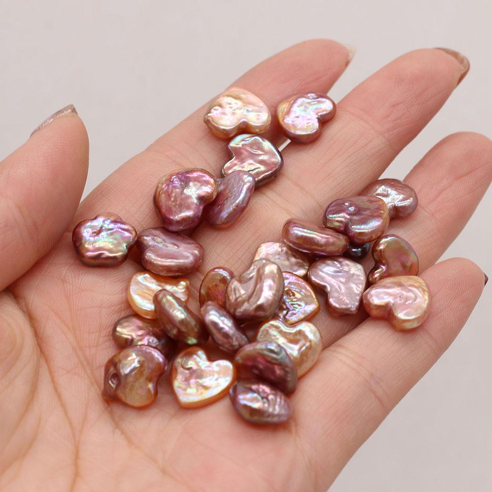 1Pc, Purple Natural Shell Beads Without Hole, Romanticism Style Handmade Heart Loose Beads, 1.2-1.3cm, for DIY Jewelry Making or Home Decor Women Gift