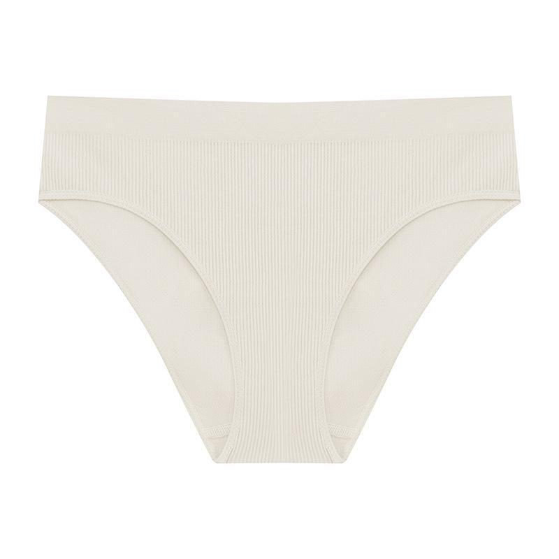 

Женское бесшовное дышащее хлопковое нижнее белье со средней посадкой и обхватом бедер - Тонкие спортивные трусы большого размера M белый/абрикосовый