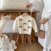 Baby Girl 3-Piece Set Cute Bow Round Neck Top Flared Pants Outfit Toddler Girls