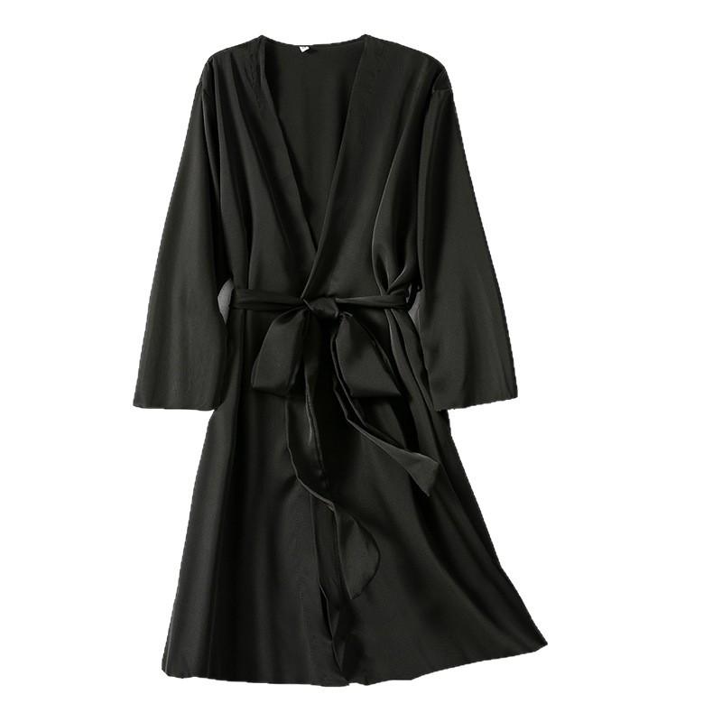 Neue sexy Damen-Herbst-Pyjamas, dünnes Eisseiden-Trägernachthemd, Spitze, Spitzen-Bademantel, Damen-Loungewear, Fünfteiliges Set